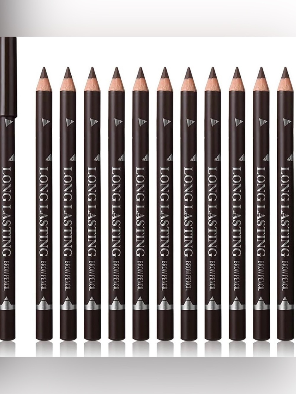 12 Pcs Dark Brown Eyebrow Pencil Eyeliner Makeup，Soft Textured，Easy to Color，Wat
